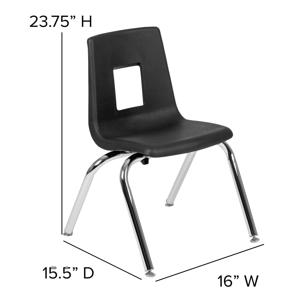 Black 14-inch Stack School Chair T184028