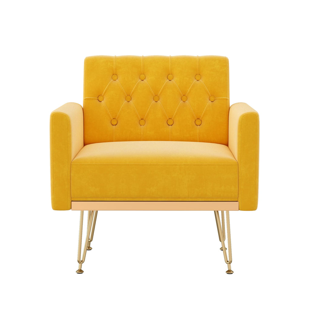 Soft Velvet Tufted Single Sofa with Gold Metal Legs K844851