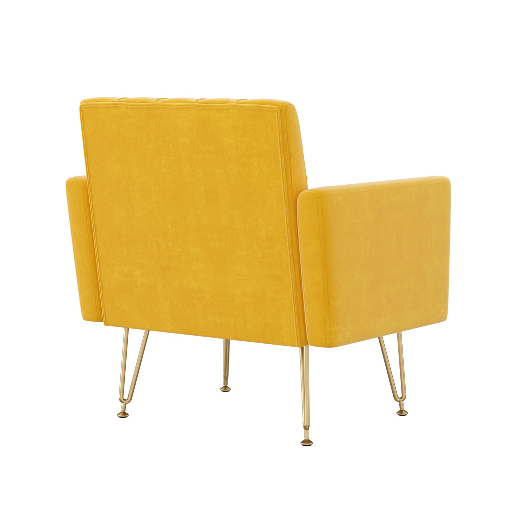 Soft Velvet Tufted Single Sofa with Gold Metal Legs K844851
