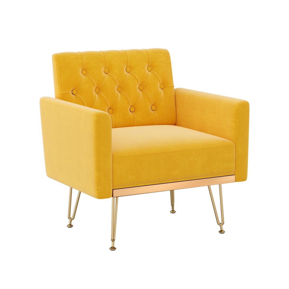 Soft Velvet Tufted Single Sofa with Gold Metal Legs K844851