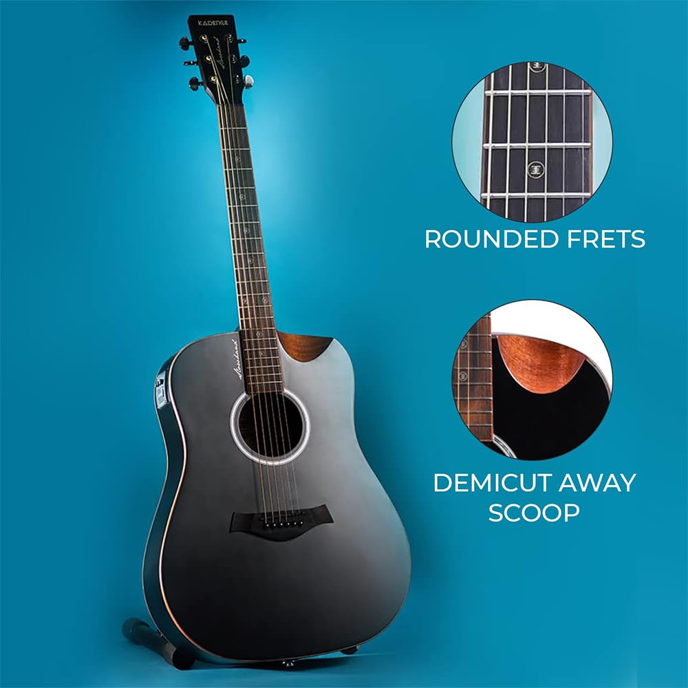 41” Black Spruce Wood Electro-Acoustic Guitar with Built-in Pickup P8564
