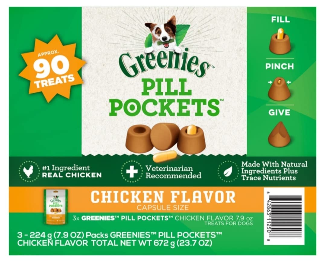 Chicken Flavor Pill Pockets Treats for Dogs 23.7 Oz B289