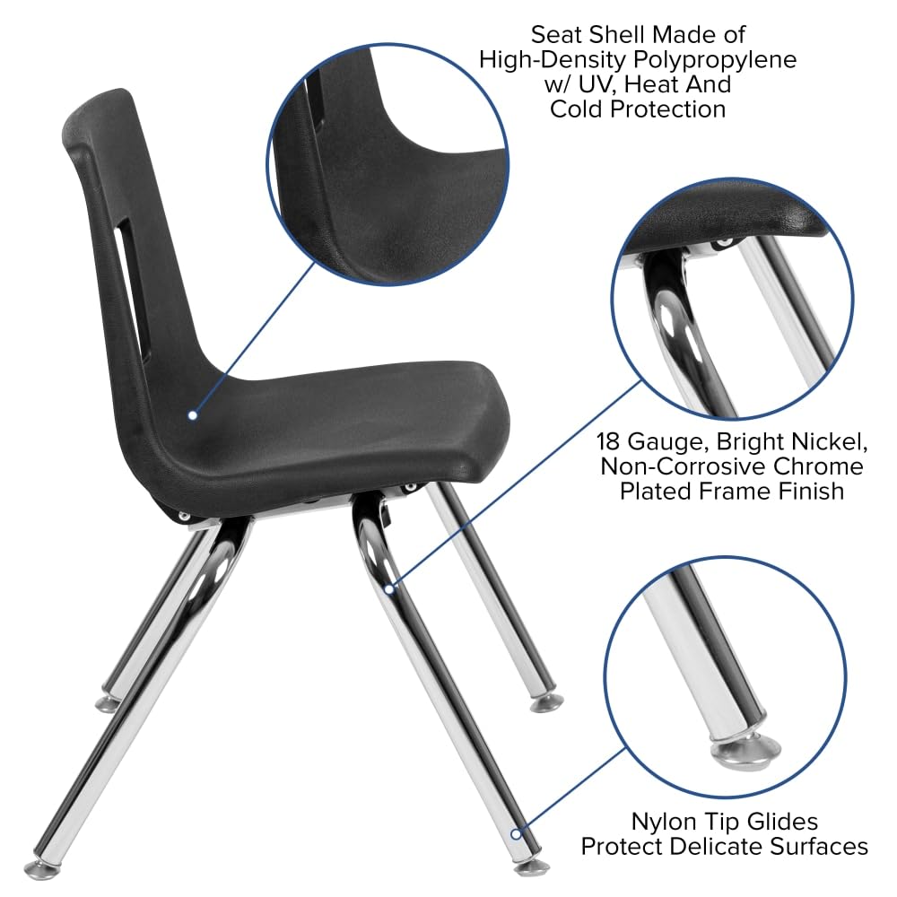 Black 14-inch Stack School Chair T184028