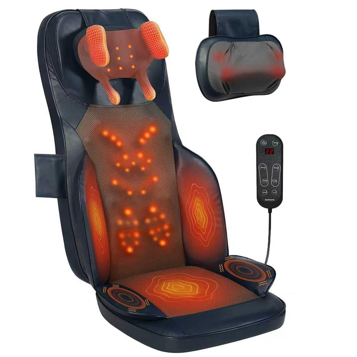 Massage Chair Pad with Heat, Navy Blue T907658