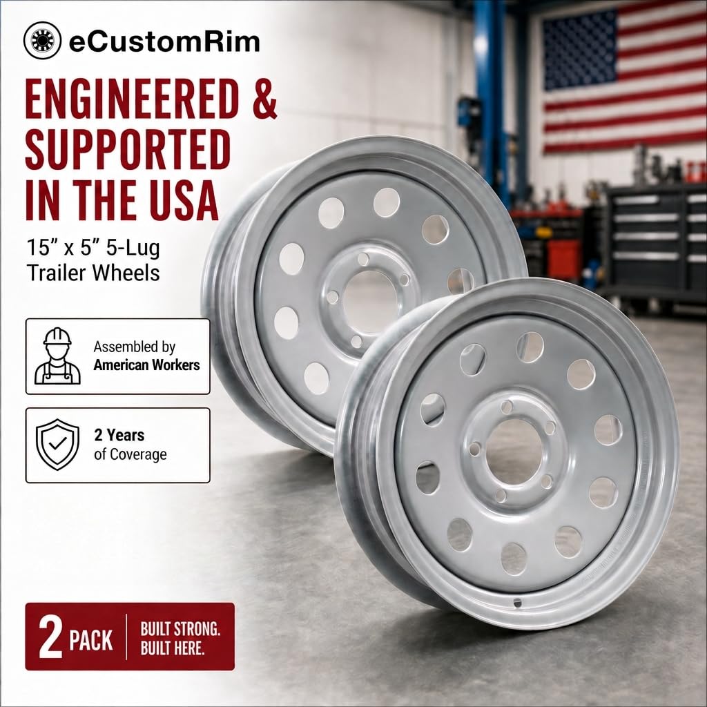 15 Inch 5 Lug Silver Trailer Wheel X87022