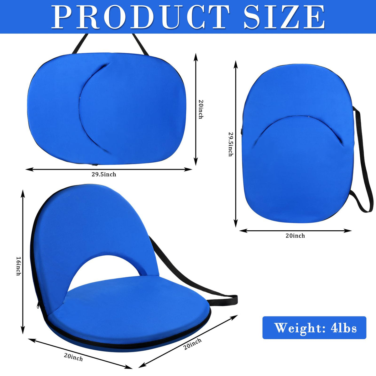 4 Pcs Adjustable Folding Portable Stadium Seats with Back O45896