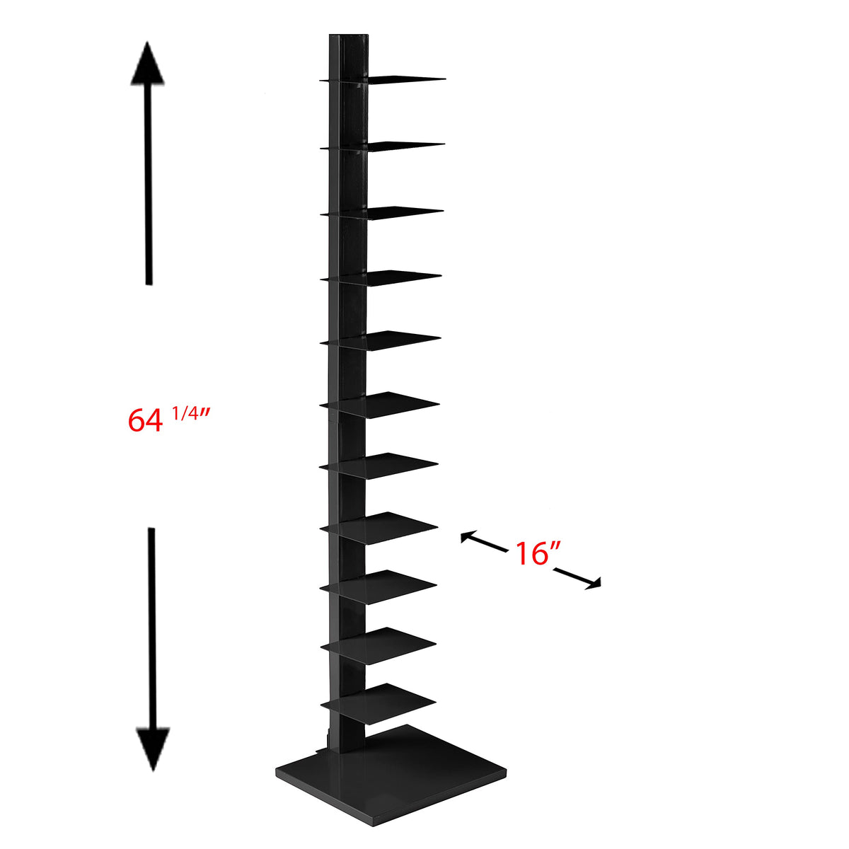 Black 12 Shelf Metal Book Tower S5617