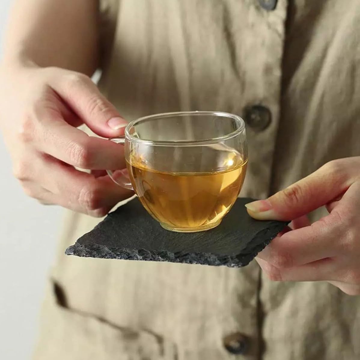 12pcs Natural Stone Square Coasters Set E5781