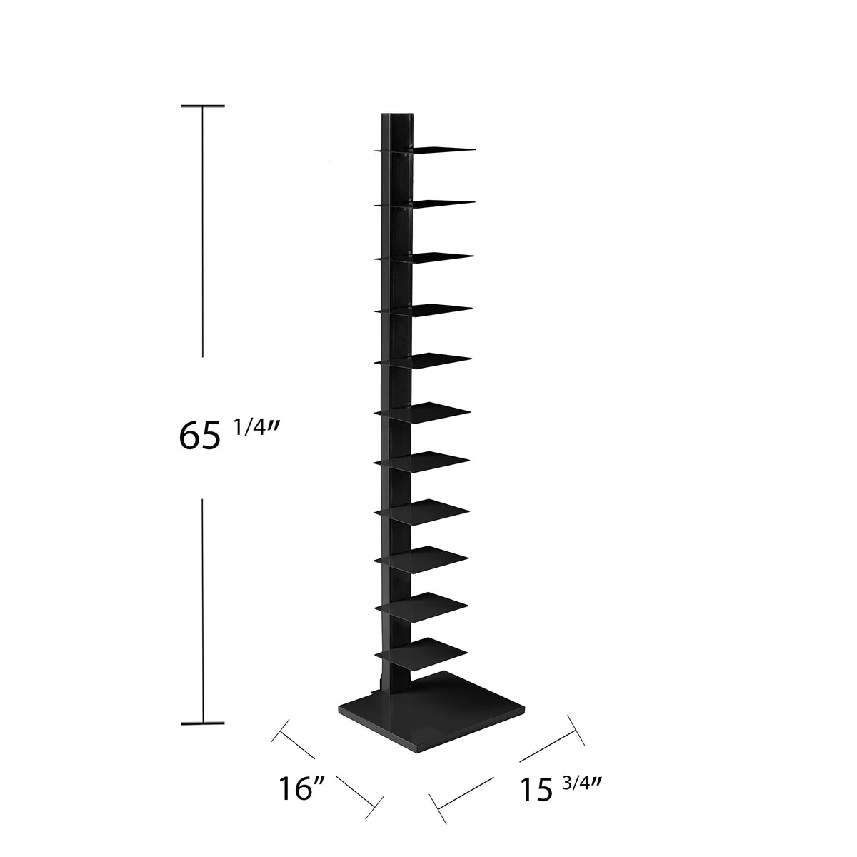 Black 12 Shelf Metal Book Tower S5617