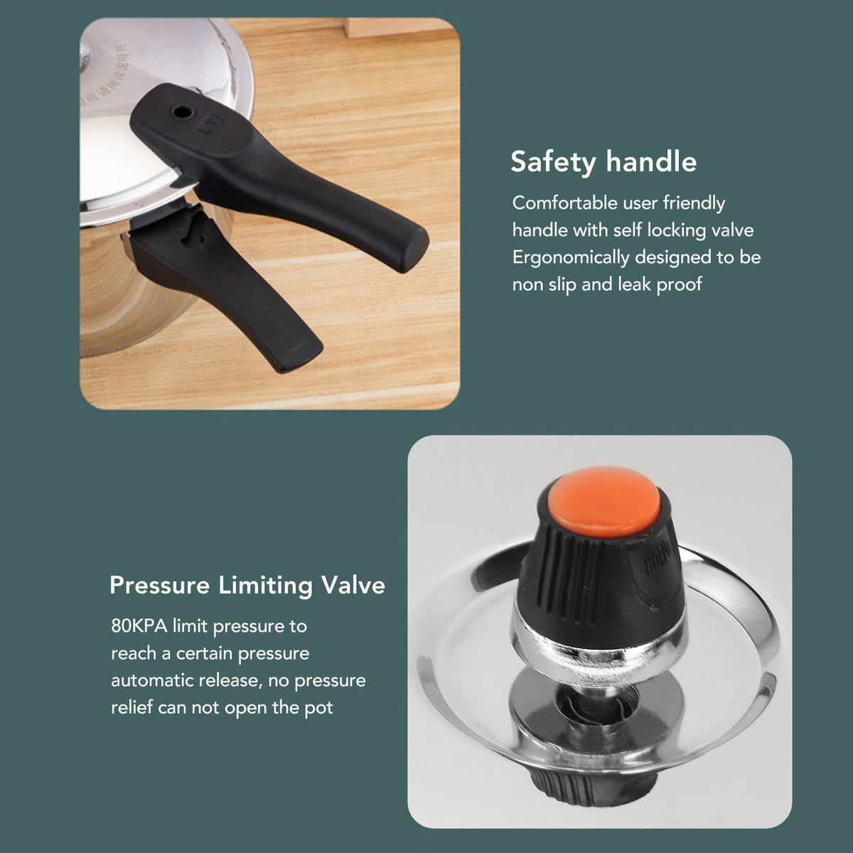 80KPA Stainless Steel Pressure Cooker with Safety Valve (3L) B5236