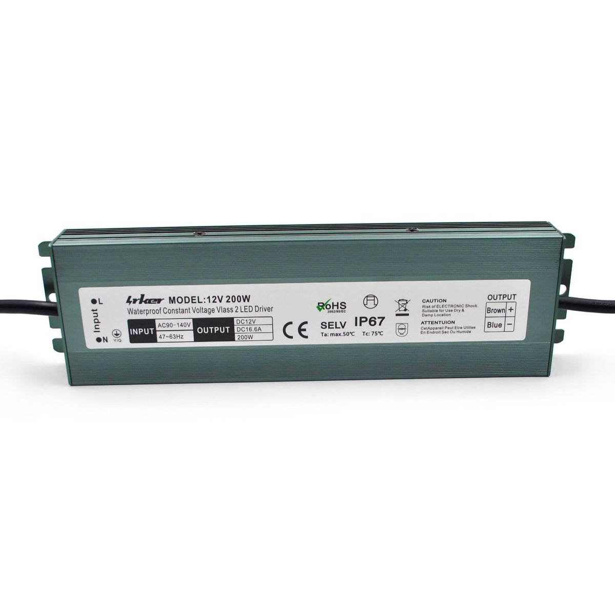 2 Pack 12V 200W Waterproof IP67 LED Driver U316