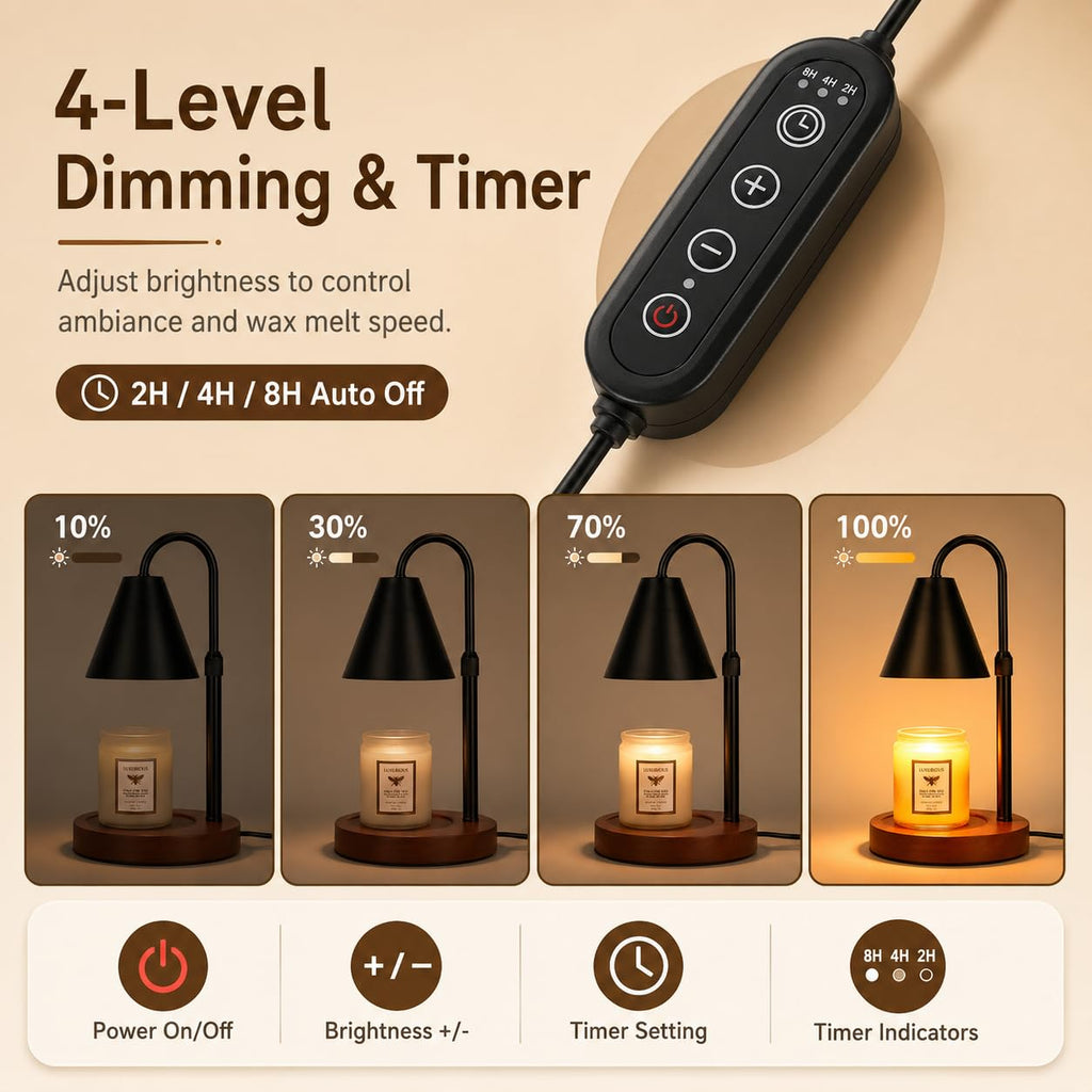 Flameless Candle Warmer Lamp with Timer and Dimmer Z193