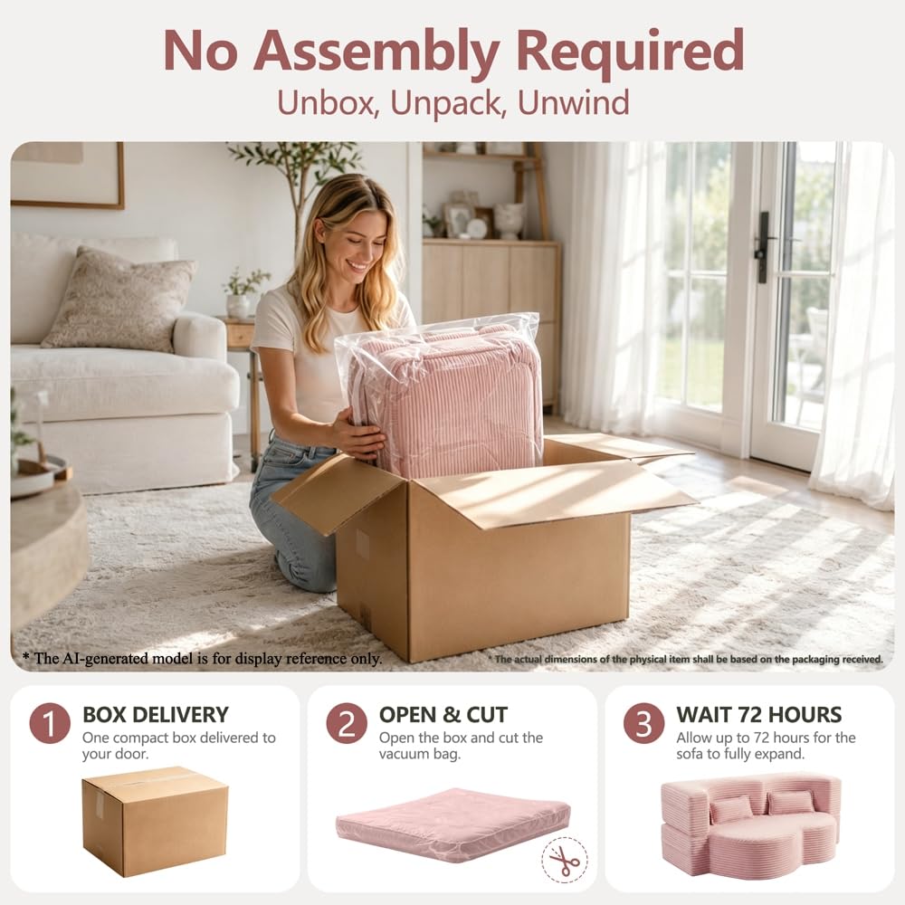 Pink Corduroy Futon Sofa Bed T3777
