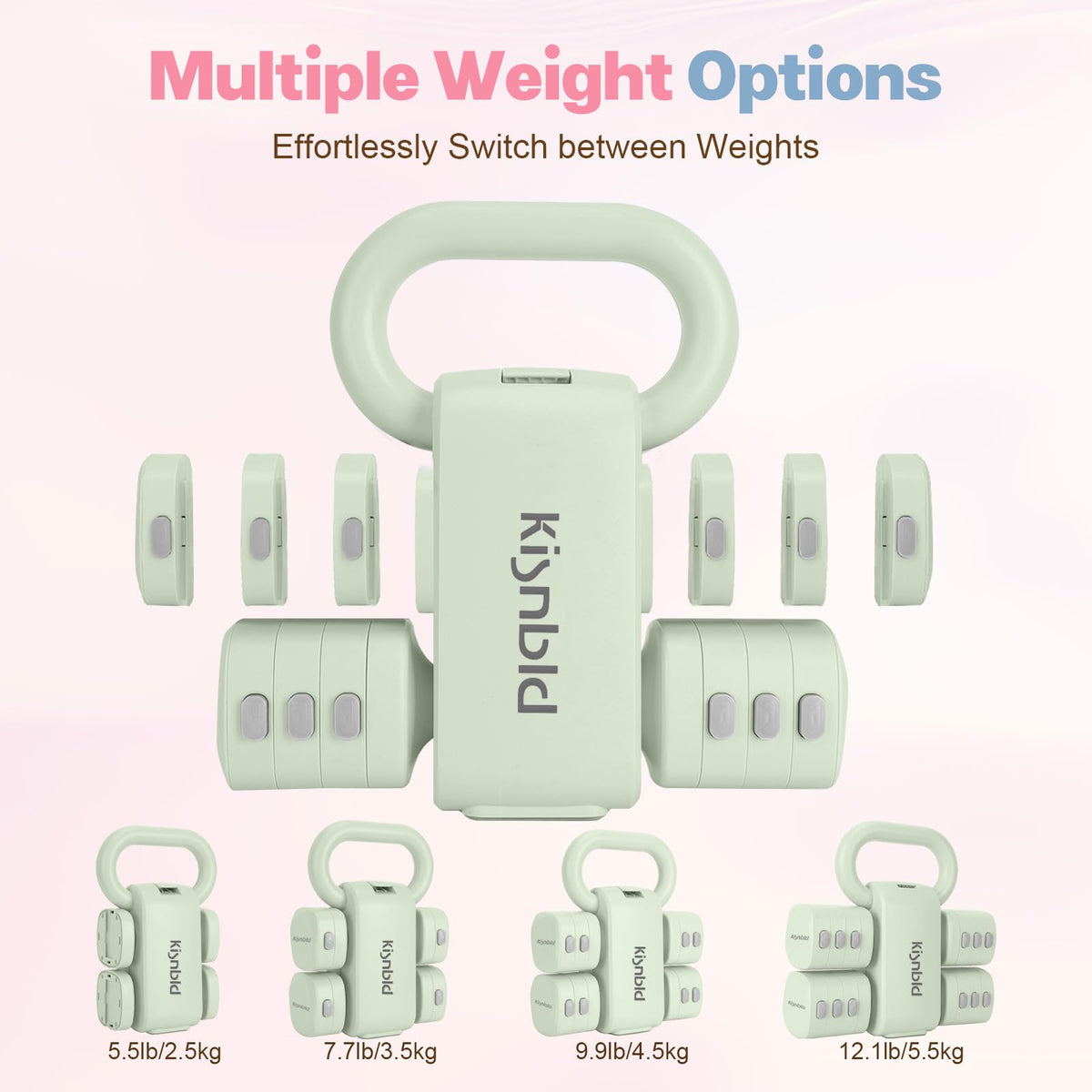 Adjustable Dumbbell Set, 2-in-1 Dumbbells & Kettlebell W3691