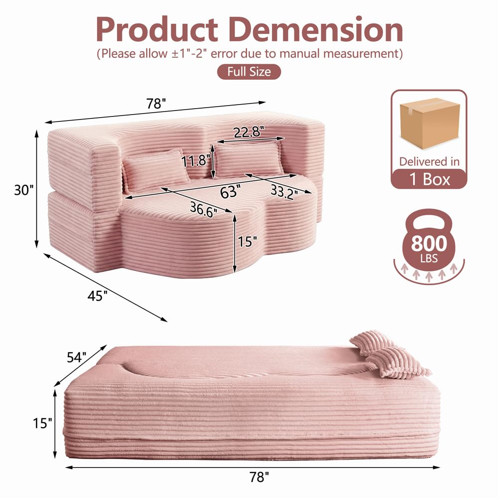 Pink Corduroy Futon Sofa Bed T3777
