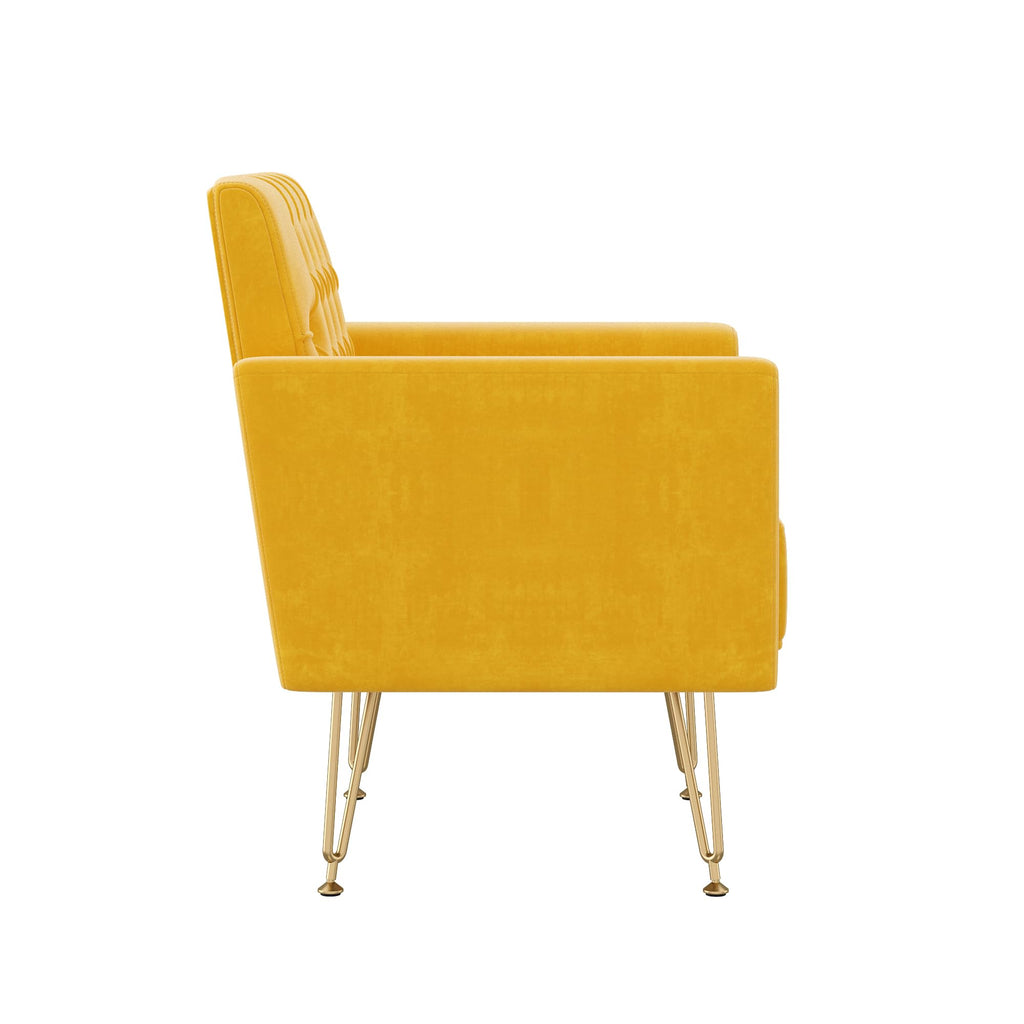 Soft Velvet Tufted Single Sofa with Gold Metal Legs K844851