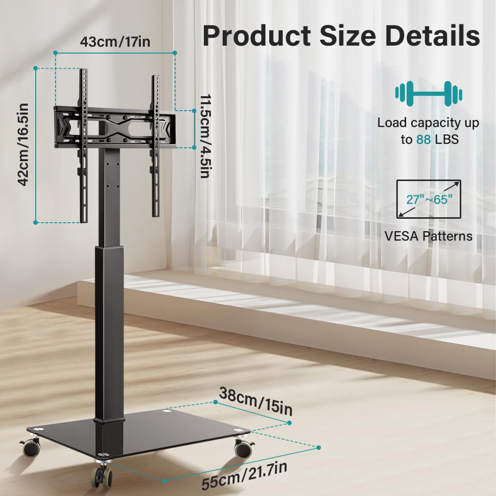 Black Mobile TV Stand with Wheels F629850