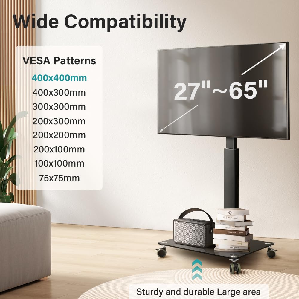 Black Mobile TV Stand with Wheels F629850