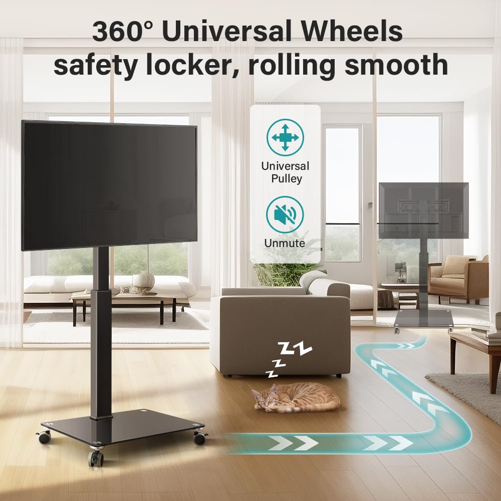 Black Mobile TV Stand with Wheels F629850