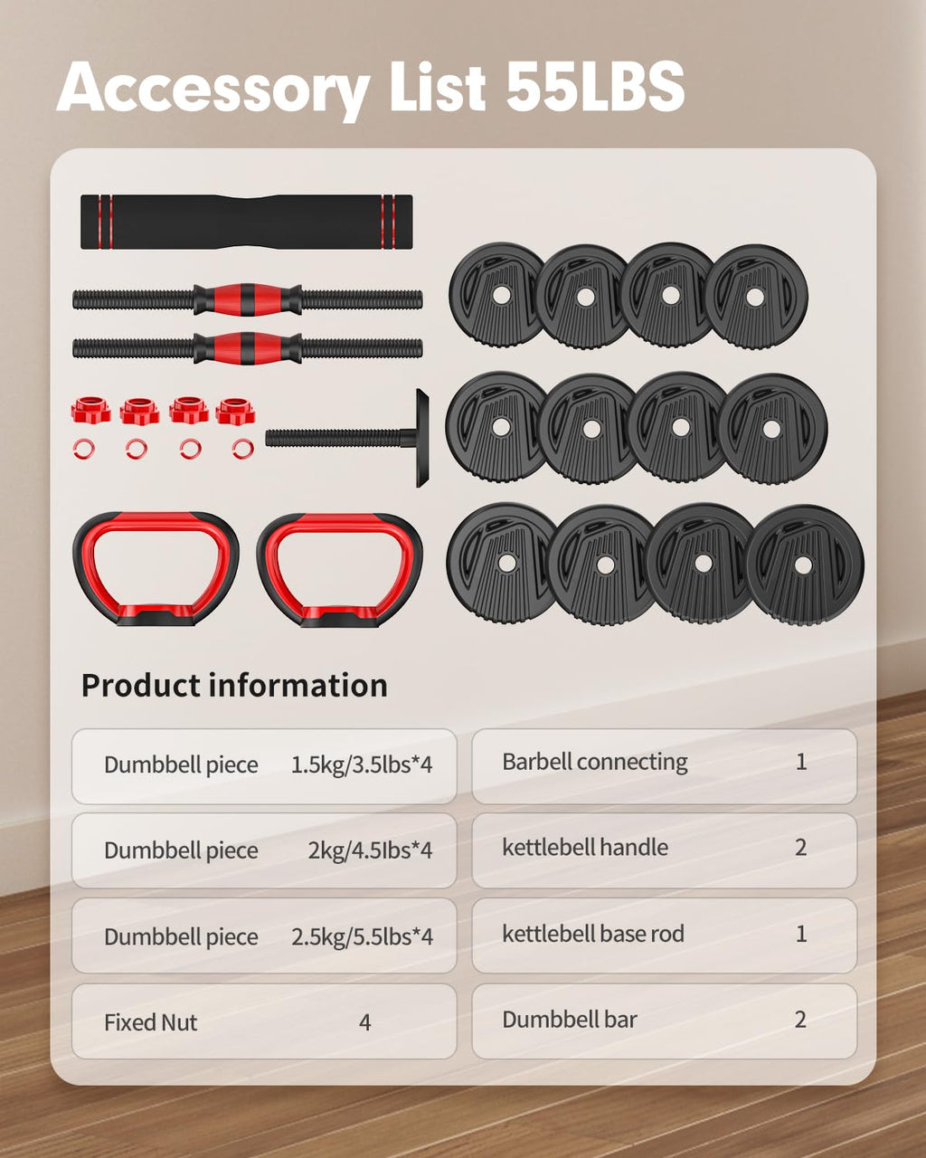 Adjustable Dumbbell Set 4 in 1 Free Weights P9439