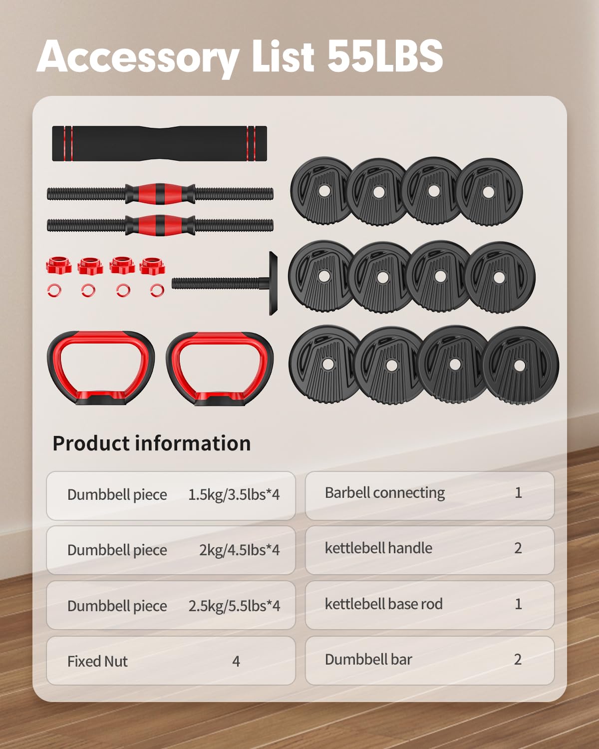 Adjustable Dumbbell Set 4 in 1 Free Weights P9439