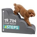 19.7" H 4-Steps Dog Stairs with 30D High Density Foam, Corduroy Fabric, Non-Slip Bottom E399083