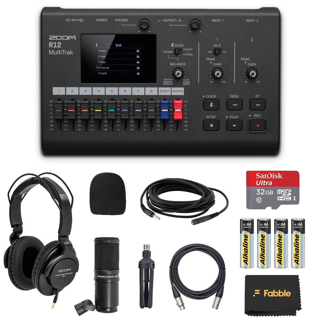 Portable Recorder Bundle with Podcast Mic Pack, Headphones, Mic Stand, XLR Cable, Foam Windscreen, Batteries and 32GB microSD Card K28288