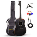 41” Black Spruce Wood Electro-Acoustic Guitar with Built-in Pickup P8564
