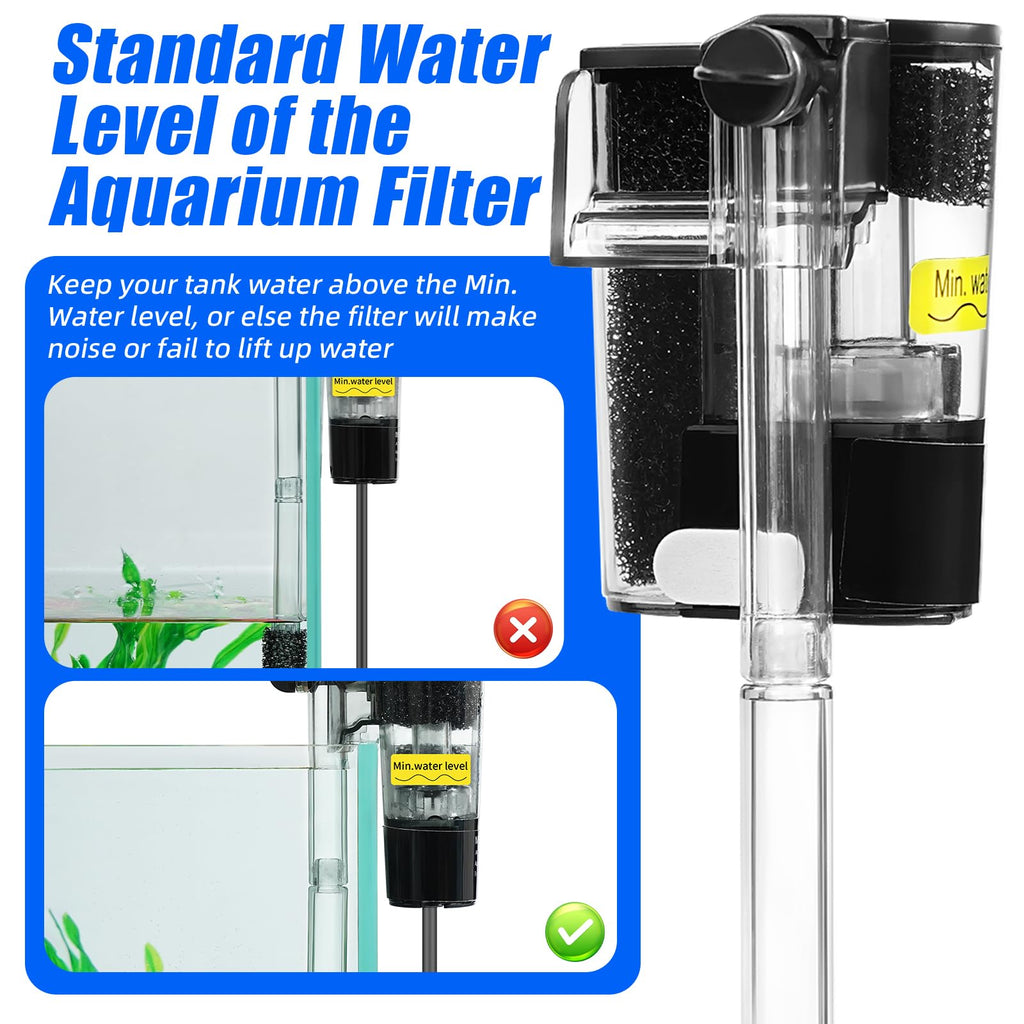 Aquarium Hang on Power Filter 3 Gallon 65GPH C478