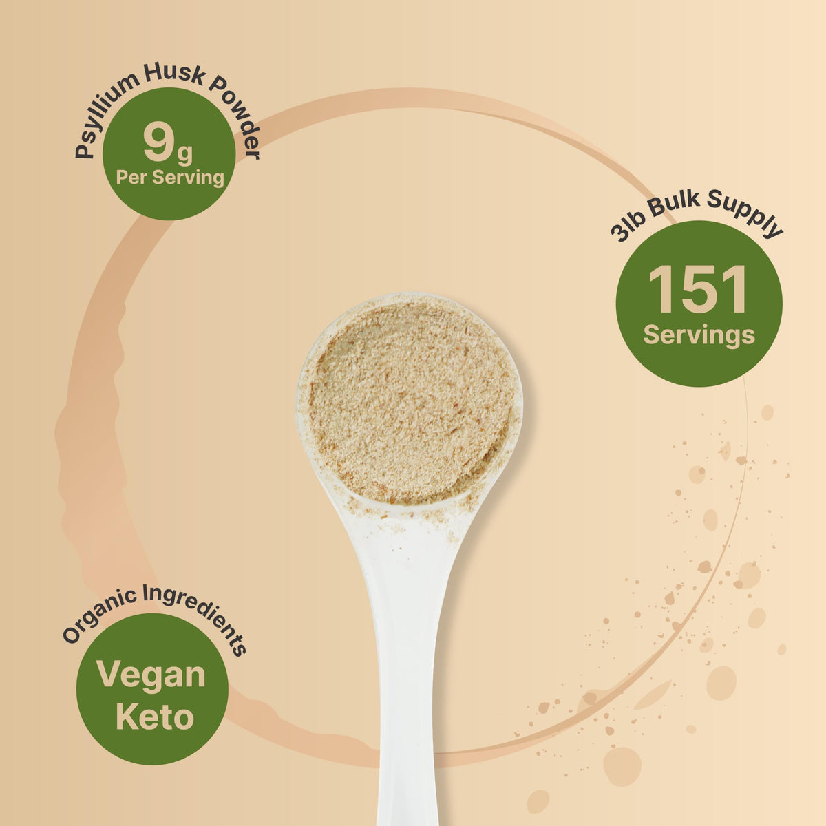 Organic Psyllium Husk Fiber Powder, 3lb, Unflavored T7864