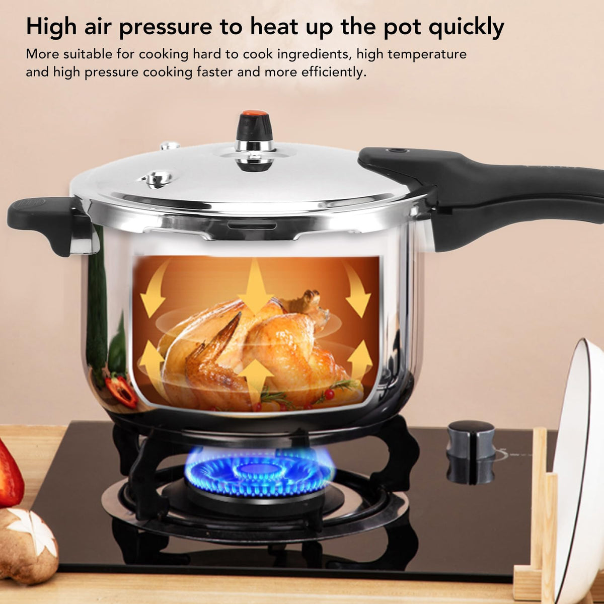 80KPA Stainless Steel Pressure Cooker with Safety Valve (3L) B5236