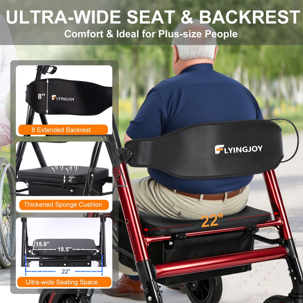 Heavy-Duty Bariatric Rollator Walker with Seat U36776