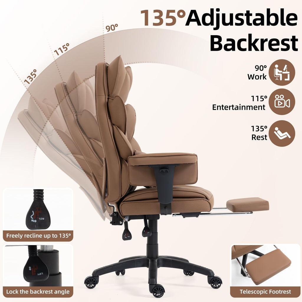 Brown Ergonomic Office Chair with Footrest M295