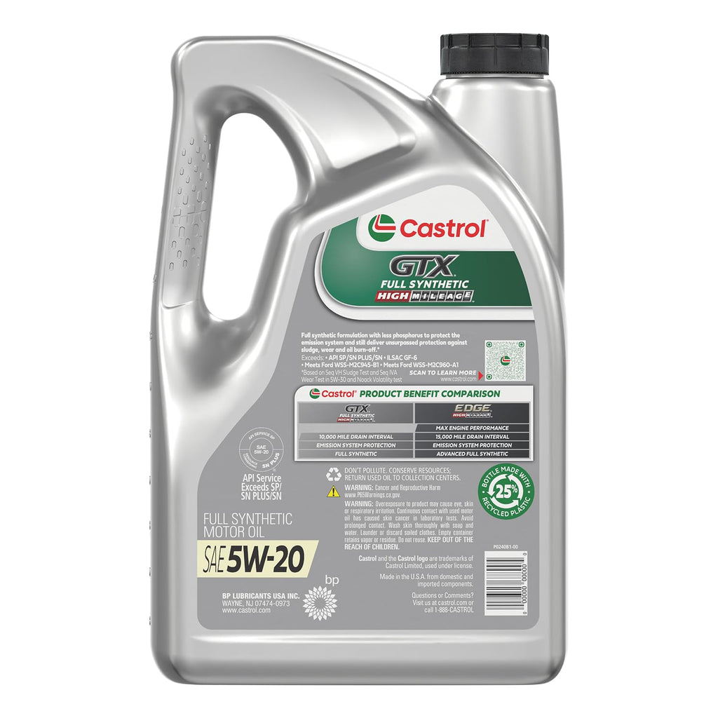 Full Synthetic High Mileage 5W-20 Motor Oil, 5 Quart D196
