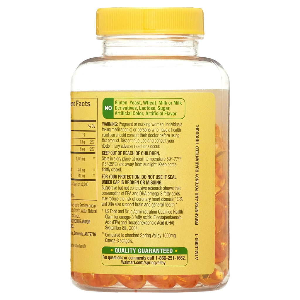 Omega-3 Fish Oil 1000 mg 120 Count Softgels Dietary Supplement P7384