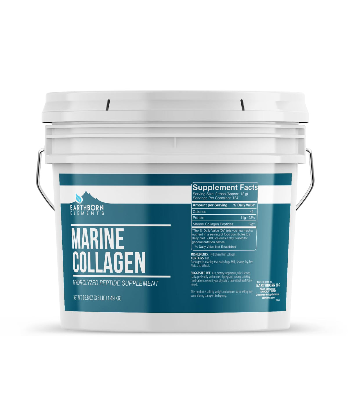 Hydrolyzed Marine Collagen Peptides Powder Dietary Supplement 52.8 Ounce T693662