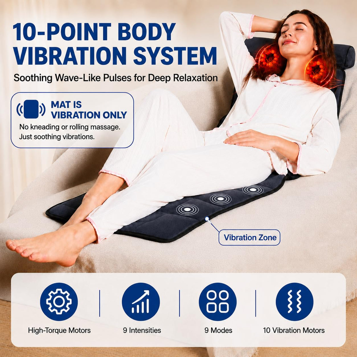 Vibration Massage Mat with Heat and Detachable Neck Massager C9097