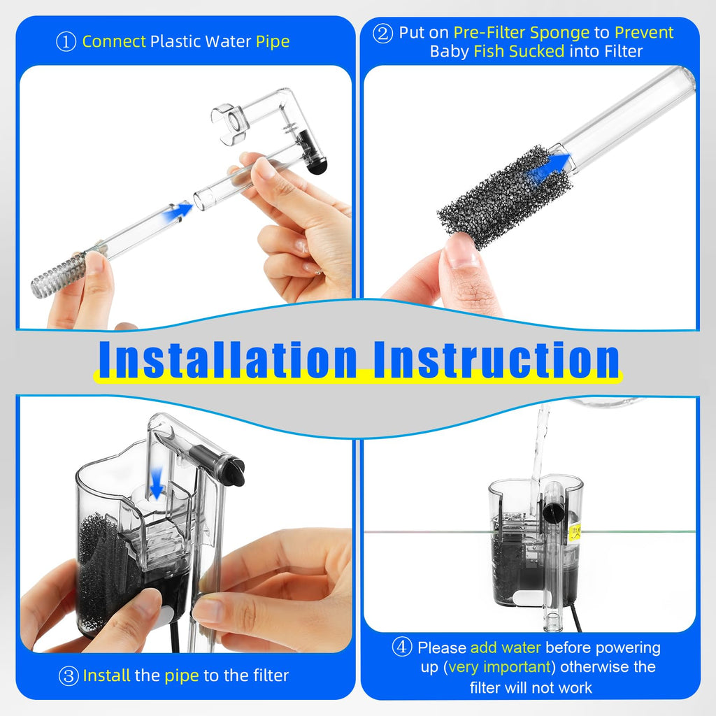 Aquarium Hang on Power Filter 3 Gallon 65GPH C478