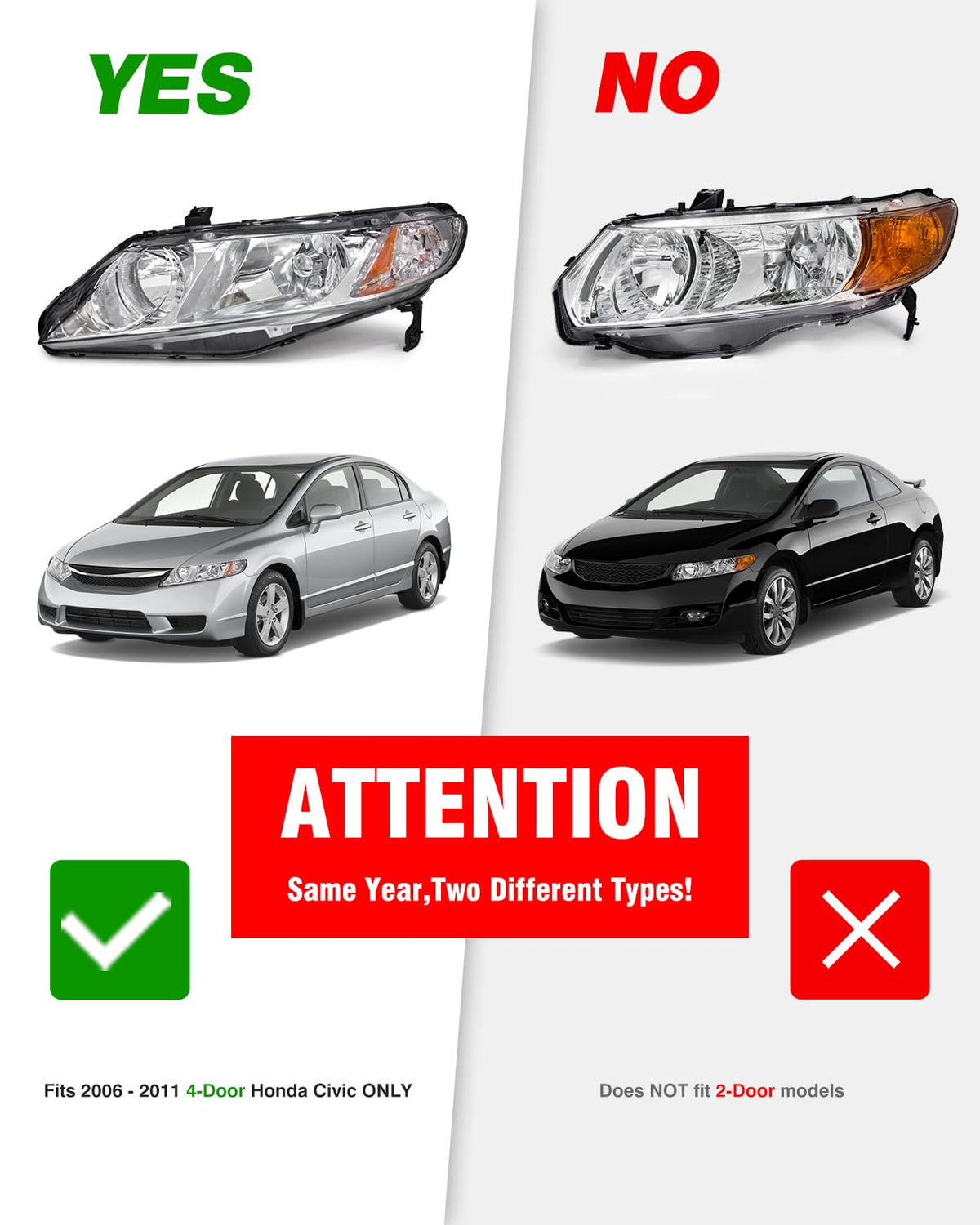 2006-2011 Honda Civic Halogen Headlight L6857