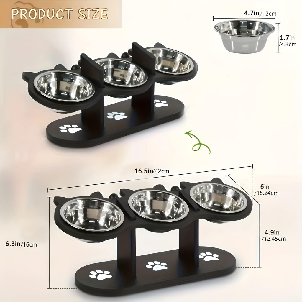 Raised Cat Bowls with 3 Stainless Steel Bowls L24371