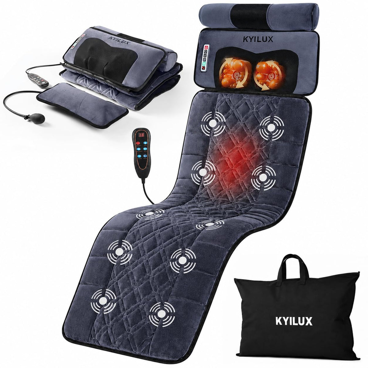 Vibration Massage Mat with Heat and Detachable Neck Massager C9097