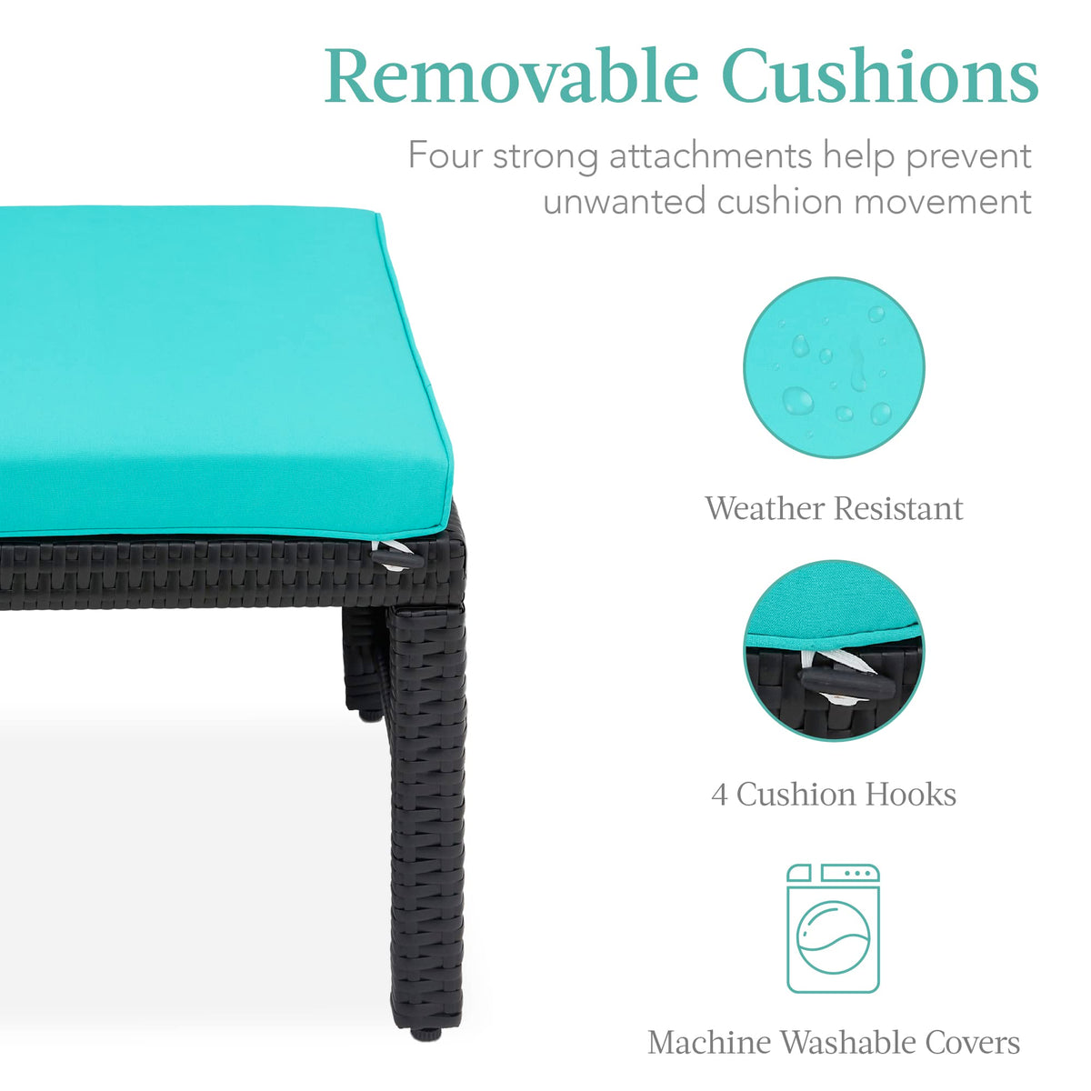 Set of 2 Wicker Ottomans with Removable Cushions W5256