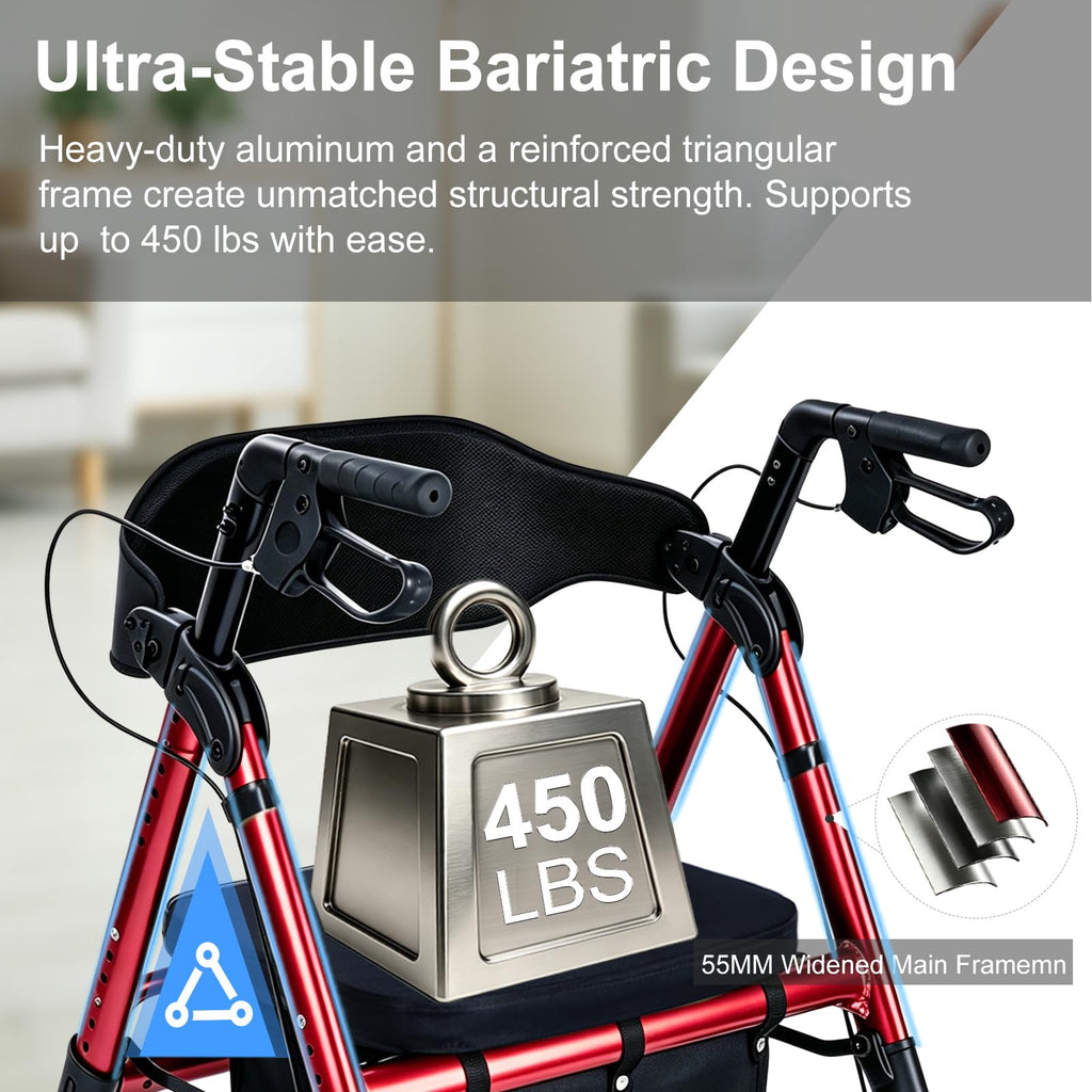 Heavy-Duty Bariatric Rollator Walker with Seat U36776