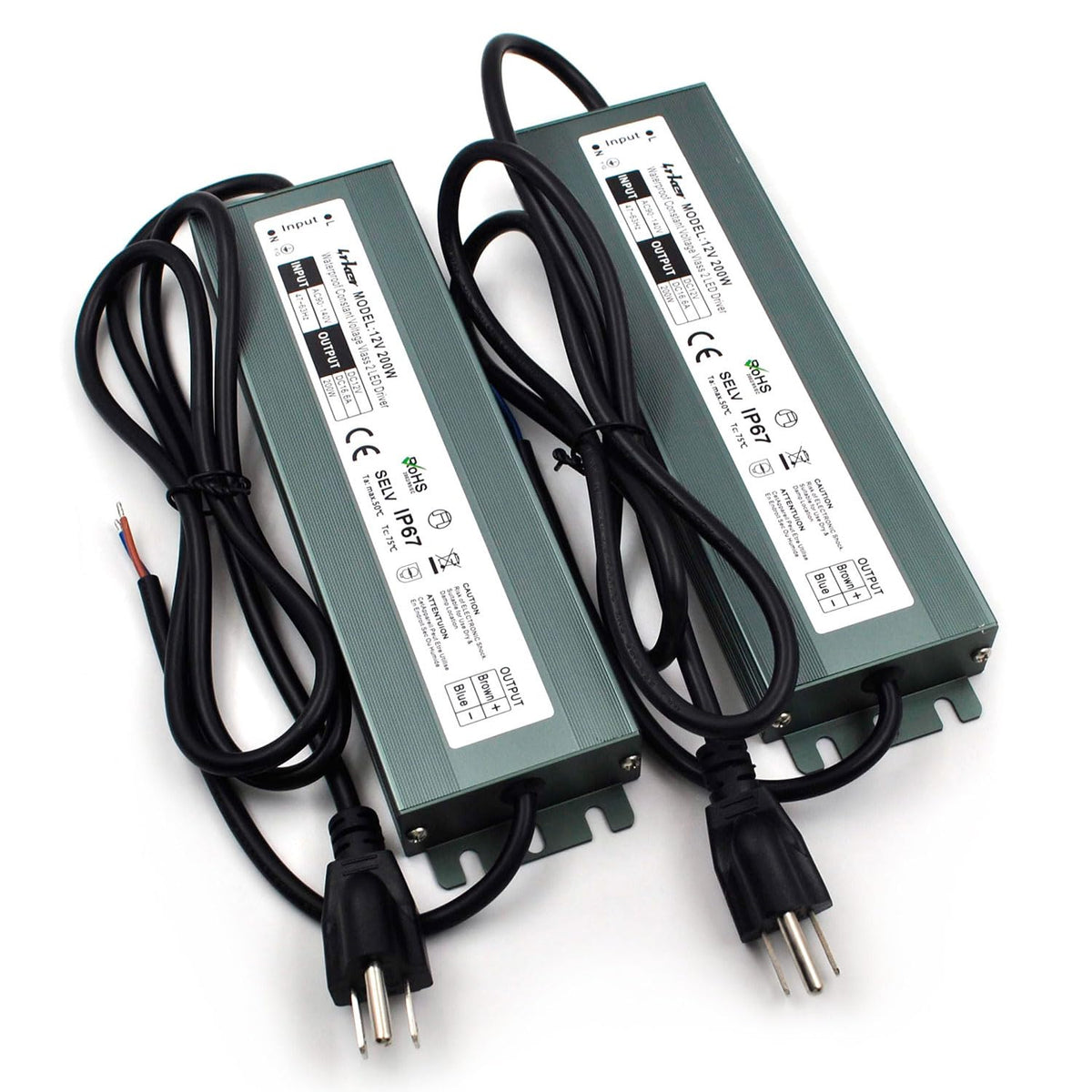 2 Pack 12V 200W Waterproof IP67 LED Driver U316