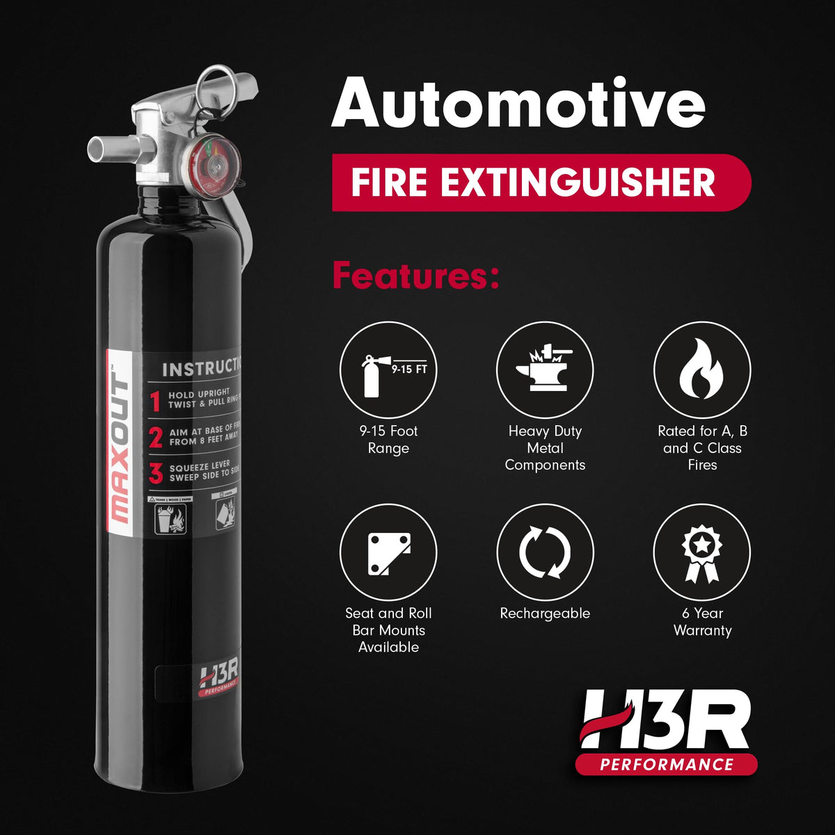 2.5 lbs Black Refillable Dry Chemical Fire Extinguisher Y267