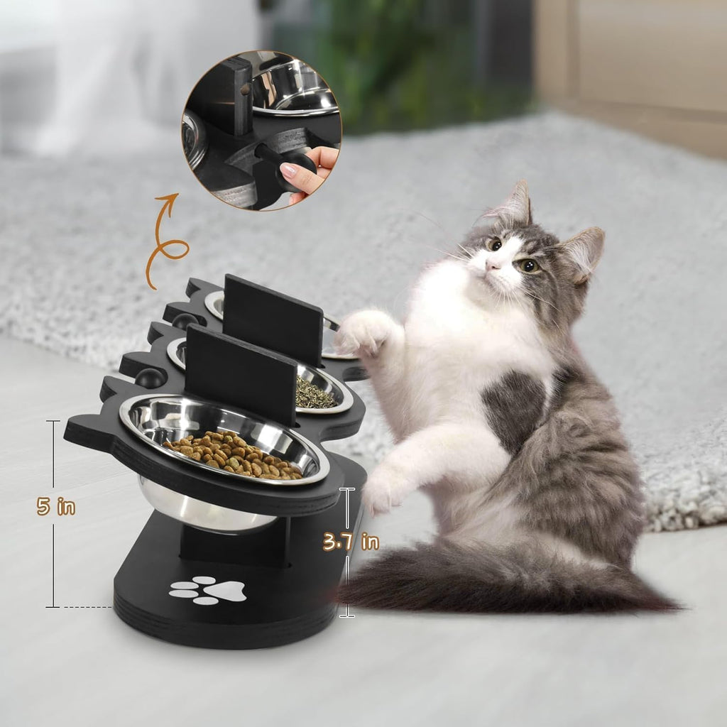 Raised Cat Bowls with 3 Stainless Steel Bowls L24371