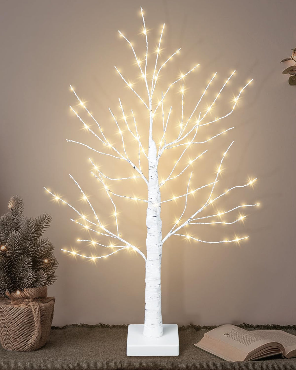24 Inch Artificial Lighted Birch Tree with 144 LED Lights N2231