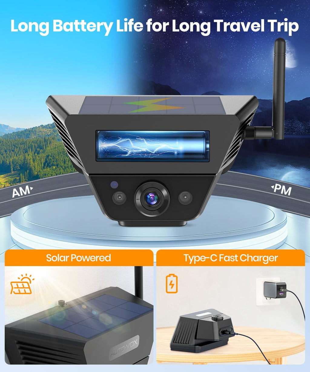 Wireless Backup Camera Solar Magnetic 7.2" 1080P Monitor B779
