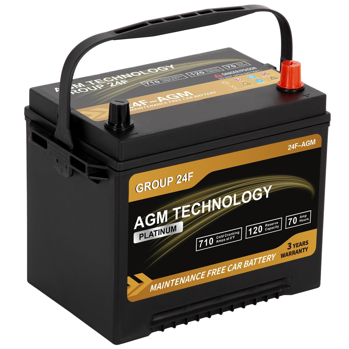 AGM Car Battery Group Size 24F 12V 70Ah 710 CCA Z539589