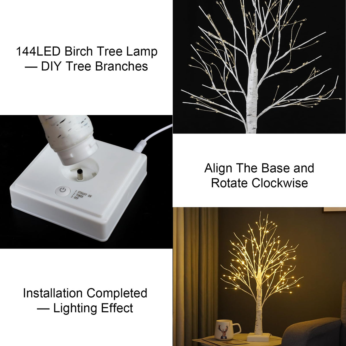 144 LED Birch Tree Lights with Remote Control A4470